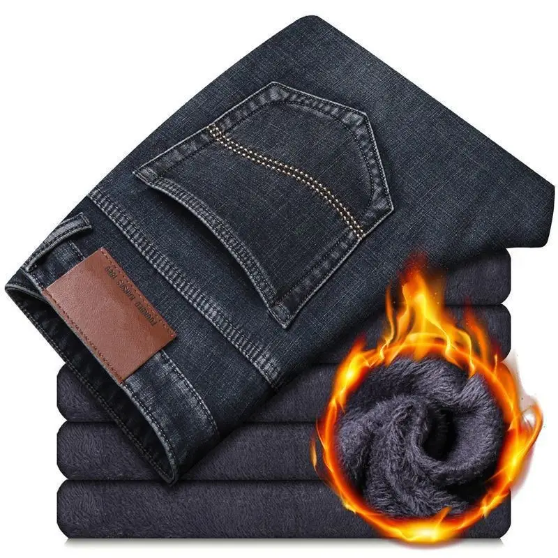 Men's Fleece Lined Blue Jeans Plus Size - Image 9