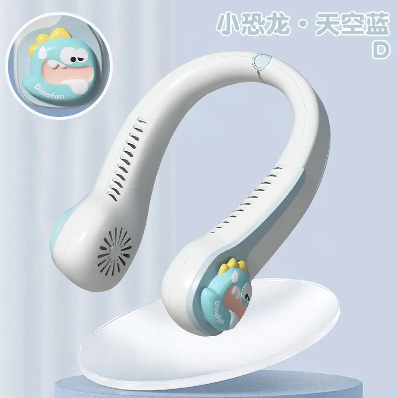 Hanging neck fan portable USB rechargeable portable fan lazy neck leaf-free hanging neck small fan adjustable
