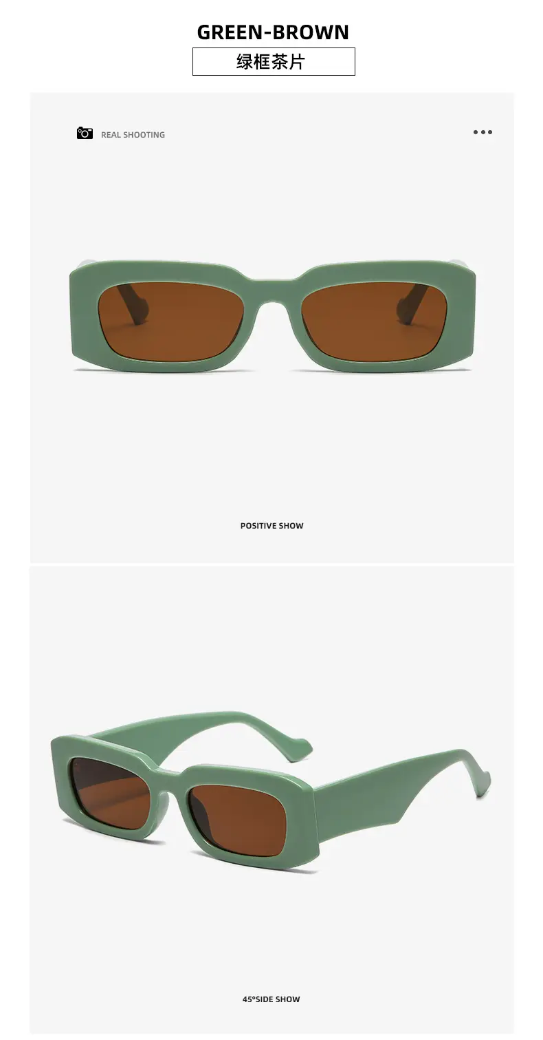 Green Brown Square Sunglasses 2024 New — feature 15