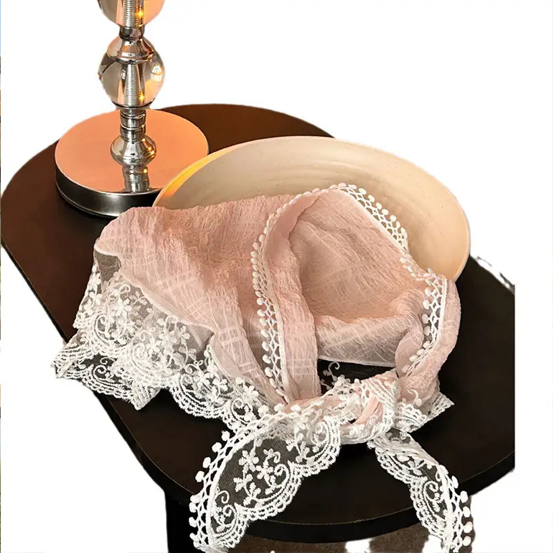 White Lace Triangle Headscarf for Women