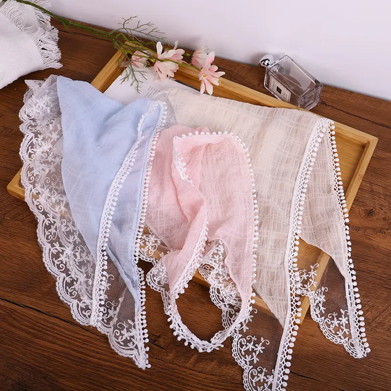 White Lace Triangle Headscarf for Women — feature 13