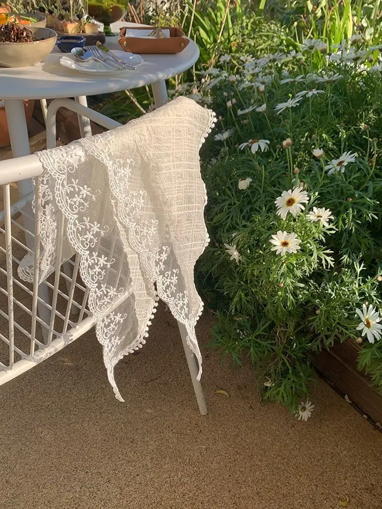 White Lace Triangle Headscarf for Women — feature 8