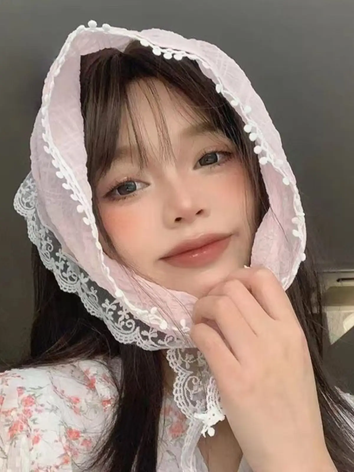 White Lace Triangle Headscarf for Women
