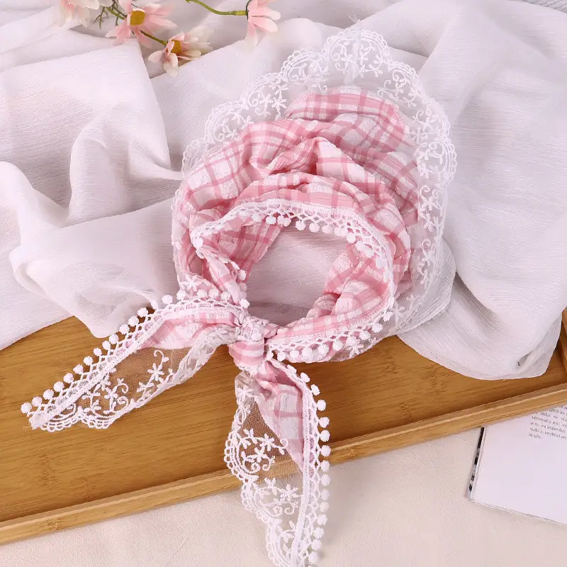 White Lace Triangle Headscarf for Women