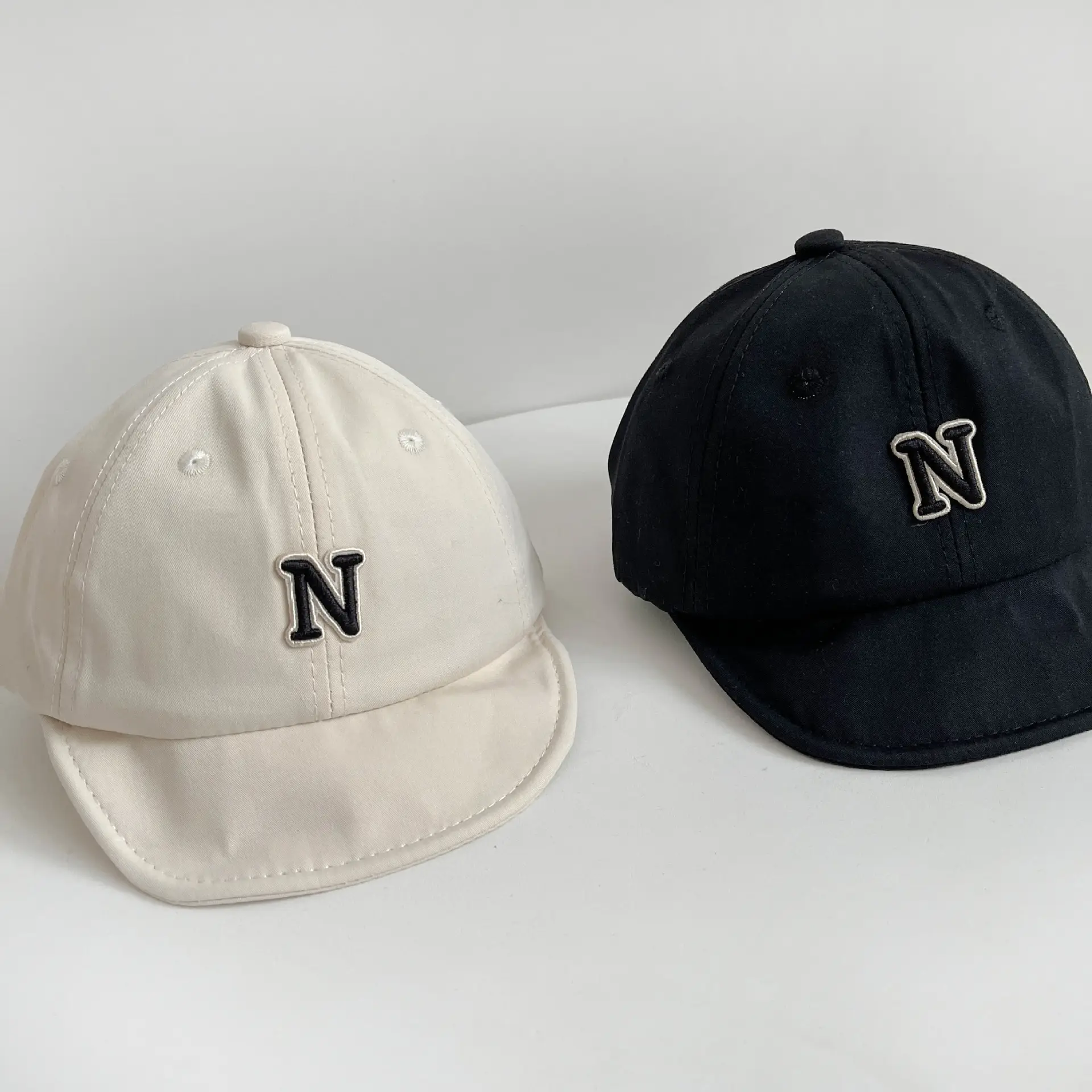 Black Baby Cap with N Logo, Soft Brim, Spring Autumn — feature 2