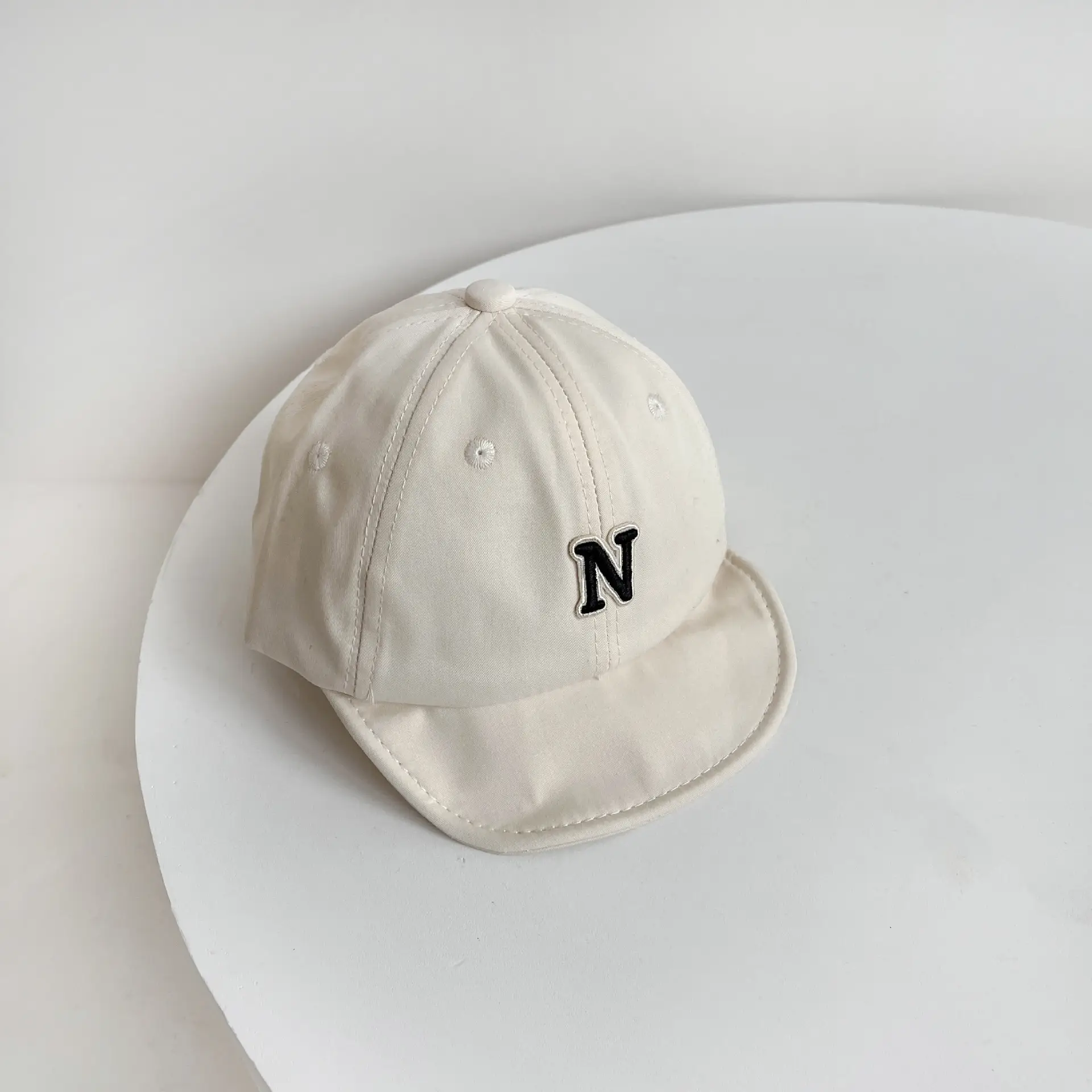 Black Baby Cap with N Logo, Soft Brim, Spring Autumn — feature 4