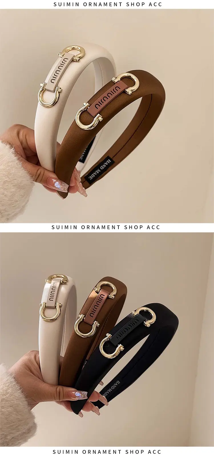 Luxury Korean Style Letter Headband with Gold Clasp — feature 3