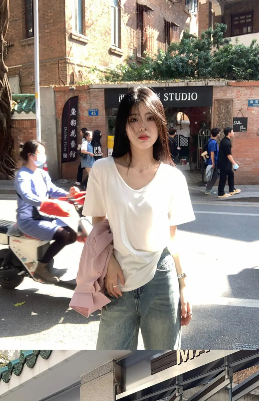 New Summer Thin V-neck Short-sleeved T-shirt Women's White Base Shirt Loose Slimming Casual T-shirt Trendy Women's Top — feature 2