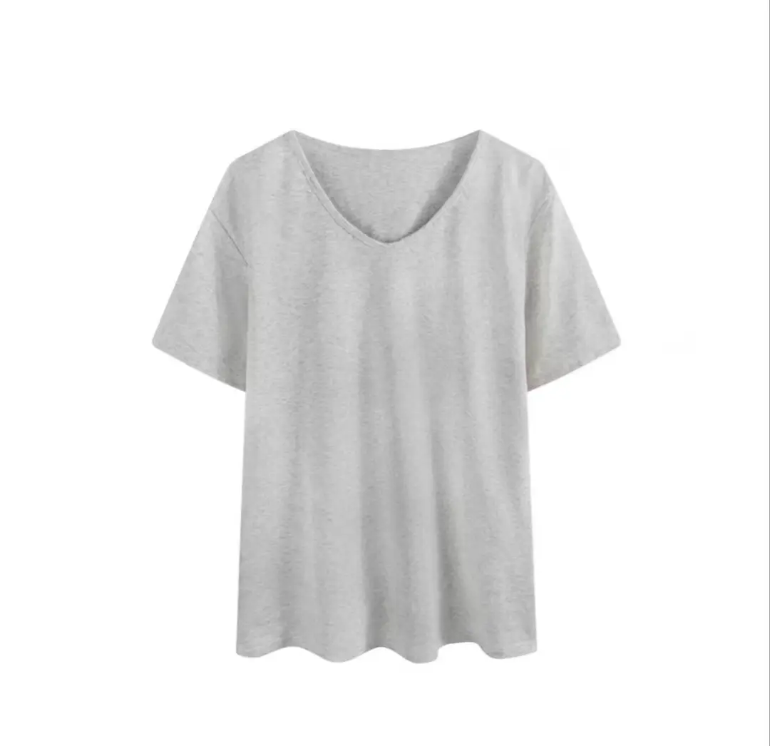 New Summer Thin V-neck Short-sleeved T-shirt Women's White Base Shirt Loose Slimming Casual T-shirt Trendy Women's Top