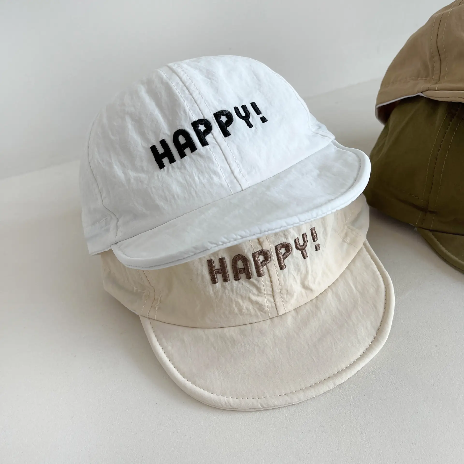 Kids Happy Hat Sun Proof Beige Brown - Image 4