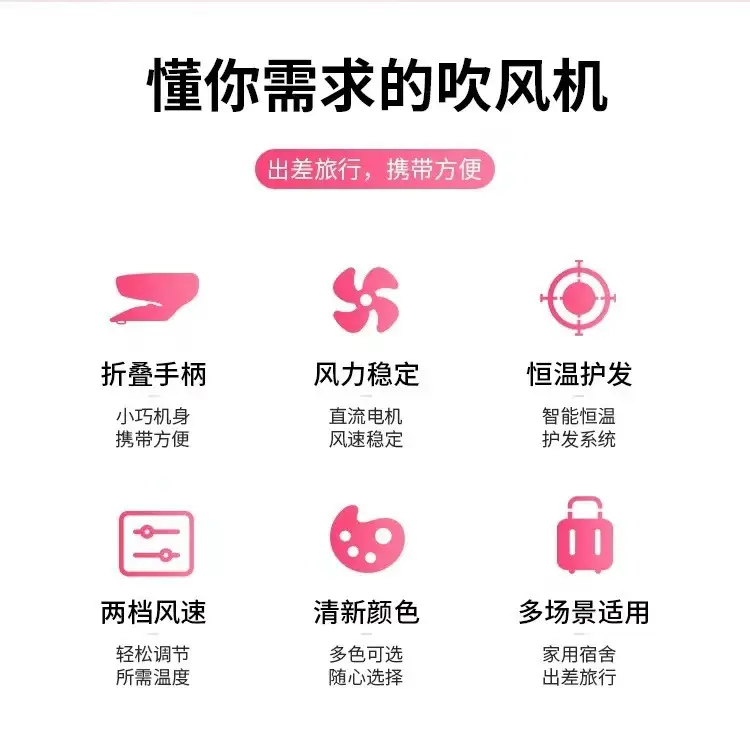 Foldable Mini Hair Dryer for Students & Travel — feature 4