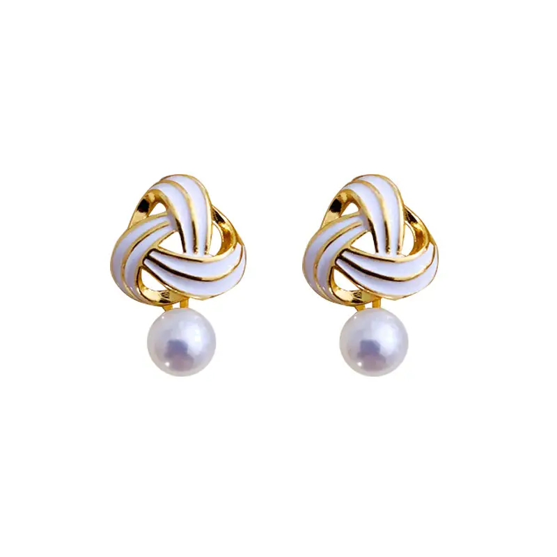 Natural Pearl Knot Earrings Gold Plated - Image 8