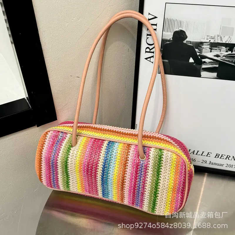 Colorful Striped Shoulder Bag for Women 2026
