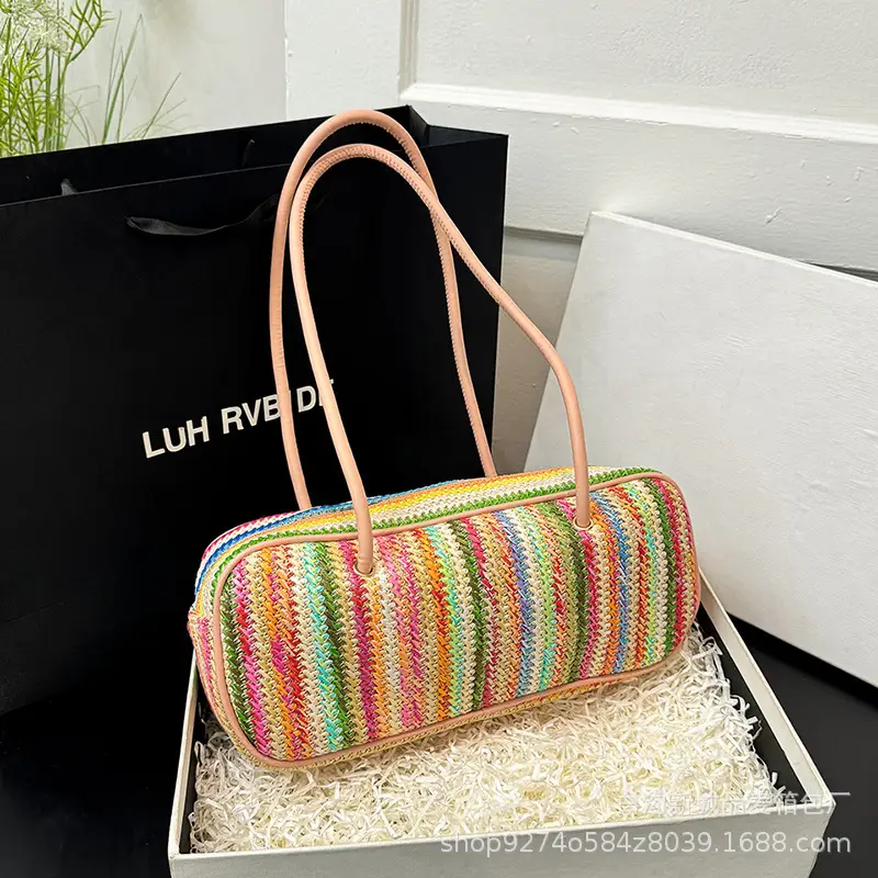Colorful Striped Shoulder Bag for Women 2026