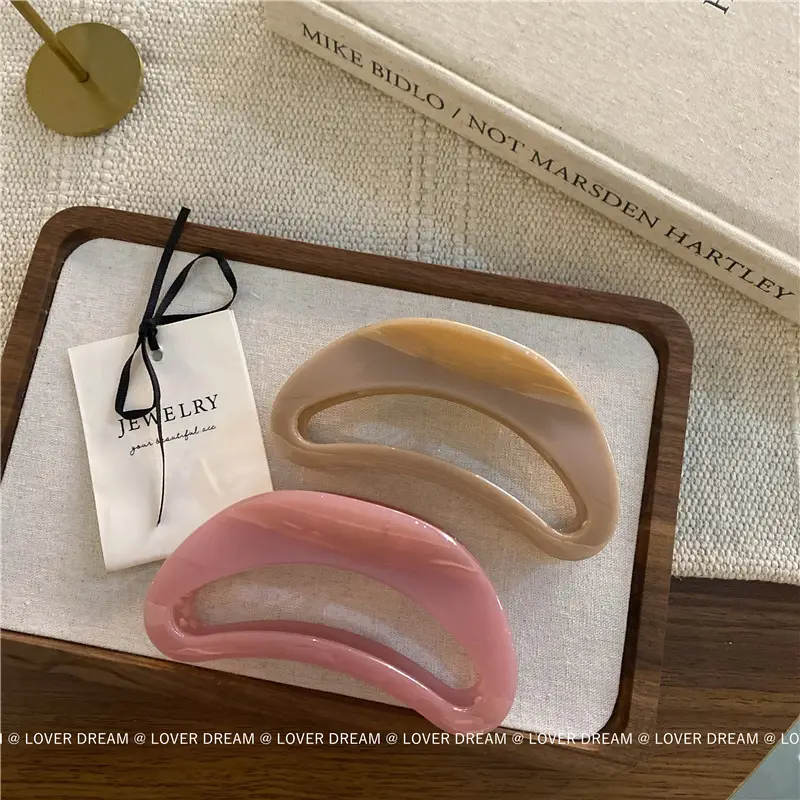 South Korea New Milk Tea Color Pink Semi-ring Hairpin - Image 8