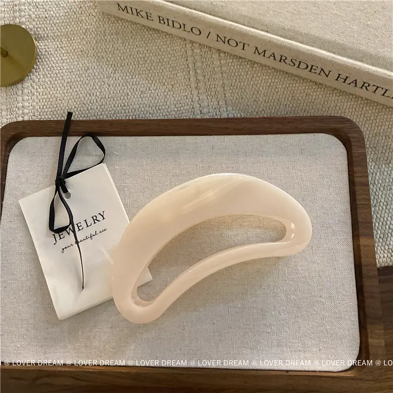 South Korea New Milk Tea Color Pink Semi-ring Hairpin — feature 11