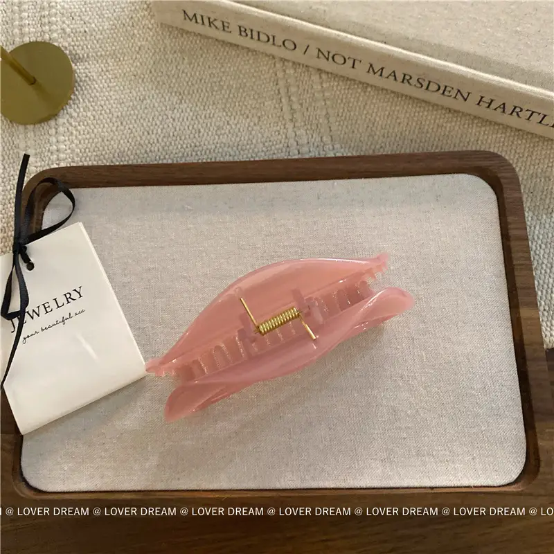South Korea New Milk Tea Color Pink Semi-ring Hairpin — feature 4