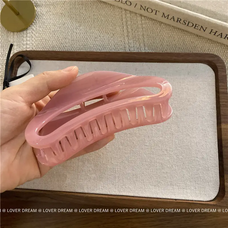 South Korea New Milk Tea Color Pink Semi-ring Hairpin — feature 5