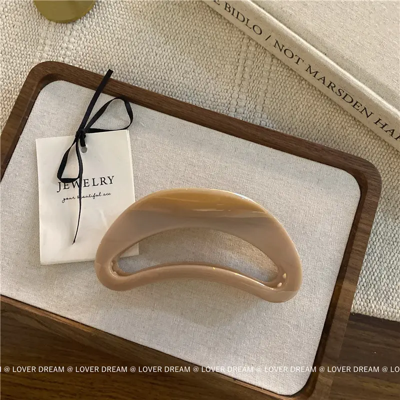 South Korea New Milk Tea Color Pink Semi-ring Hairpin - Image 2