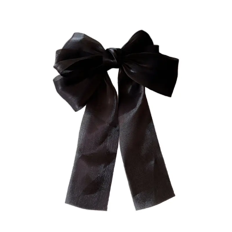 Korean Style Bow Ribbon Hair Clips Black Pink Blue - Image 9