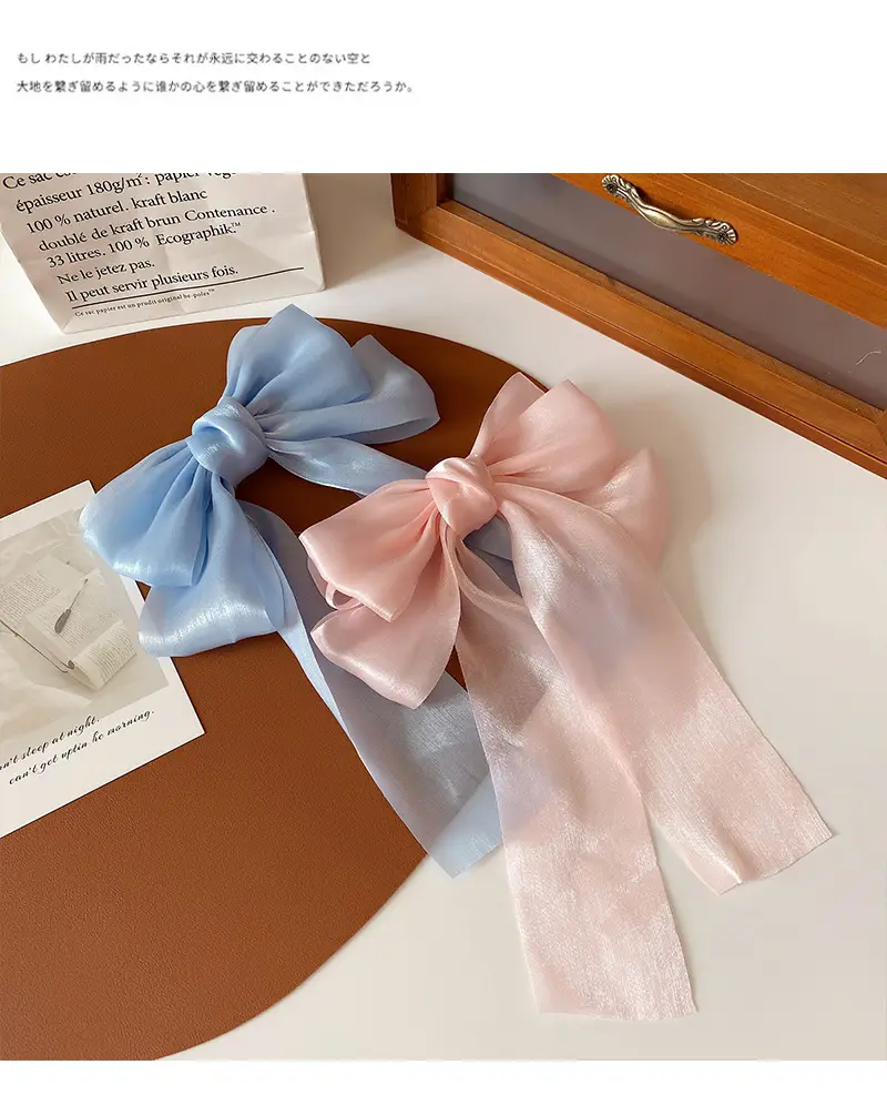 Korean Style Bow Ribbon Hair Clips Black Pink Blue — feature 28