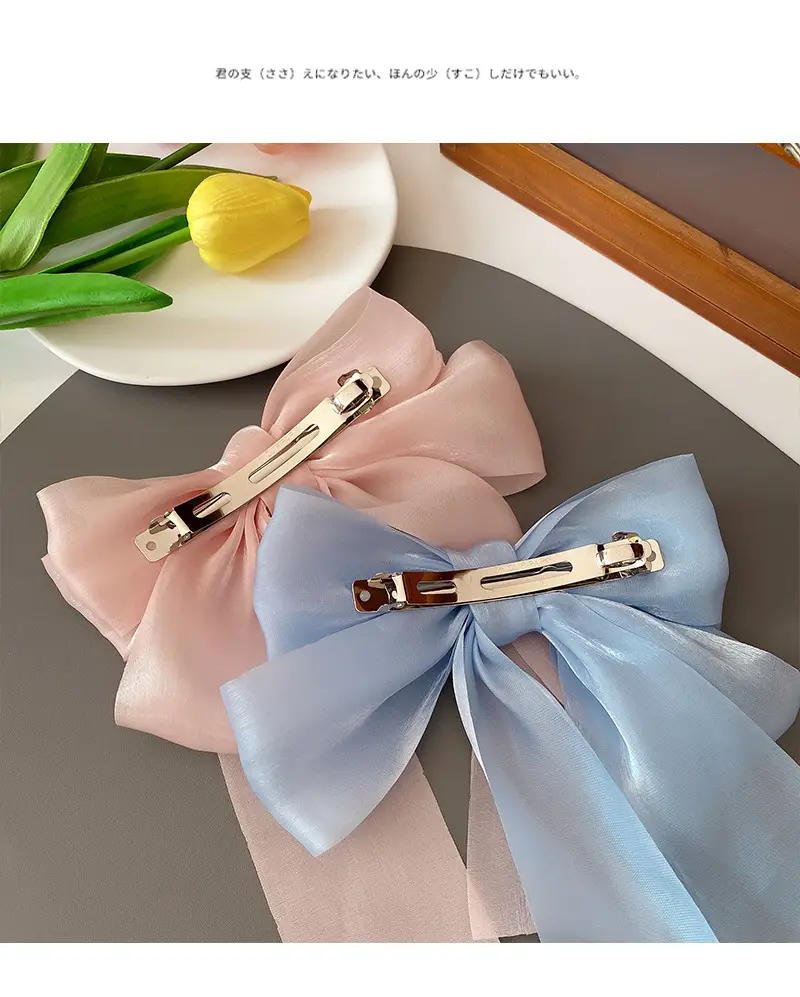 Korean Style Bow Ribbon Hair Clips Black Pink Blue — feature 29