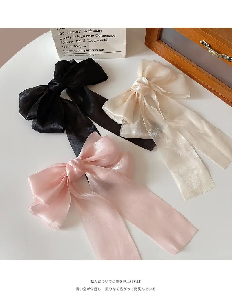 Korean Style Bow Ribbon Hair Clips Black Pink Blue — feature 30