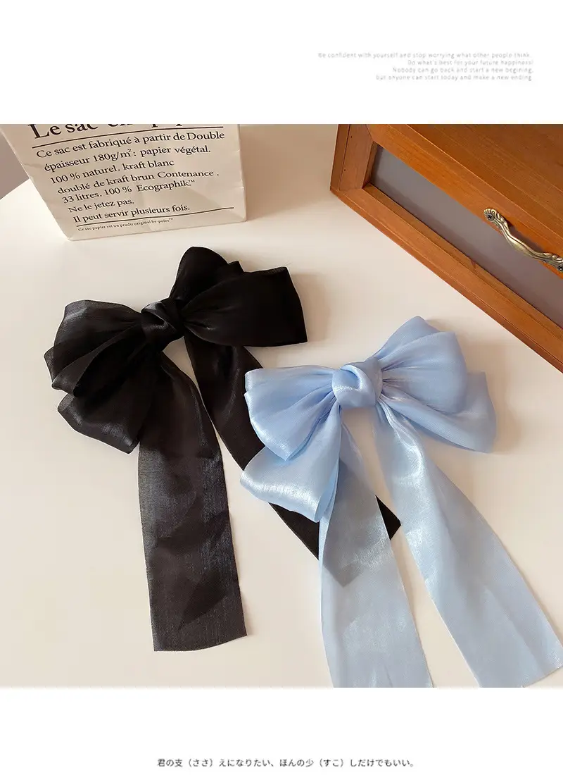 Korean Style Bow Ribbon Hair Clips Black Pink Blue — feature 32