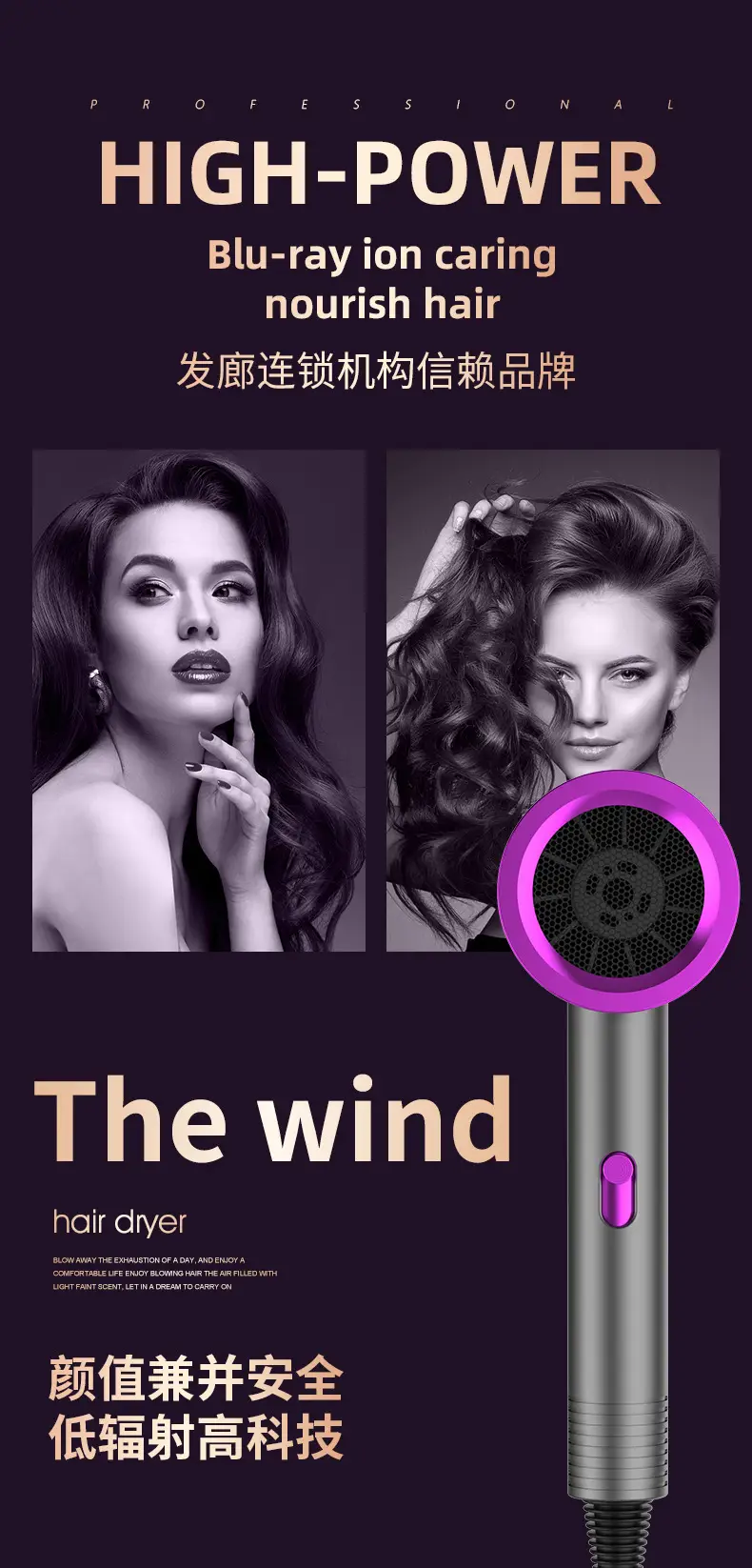 High Power Hair Dryer with Blue Light & Constant Temp — feature 10