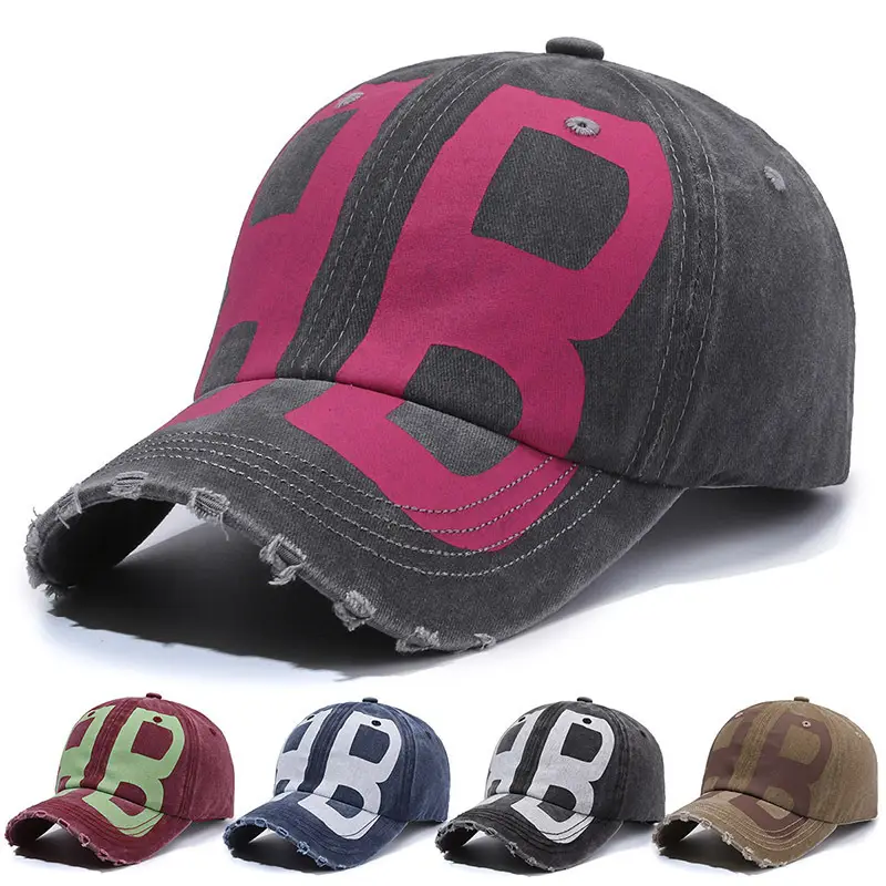 Unisex Distressed Letter Cap Pink Black - Image 6