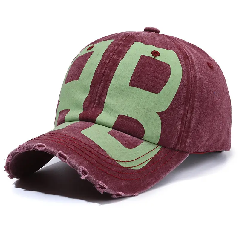 Unisex Distressed Letter Cap Pink Black - Image 5