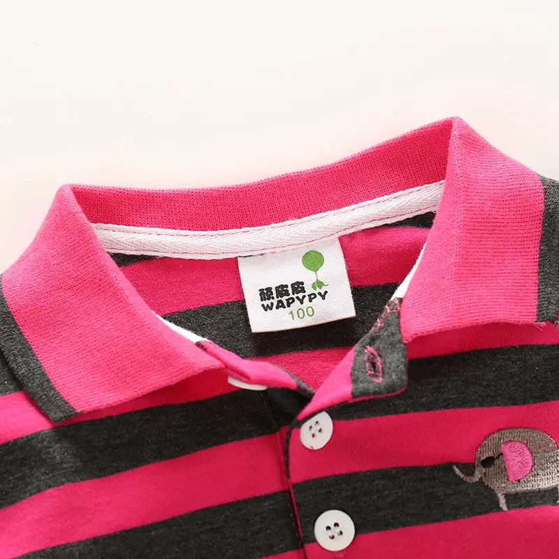 Kids Korean Style Striped Embroidered T-Shirt - Image 2