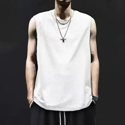 Men White Sleeveless Basketball Vest Shorts Set — feature 4