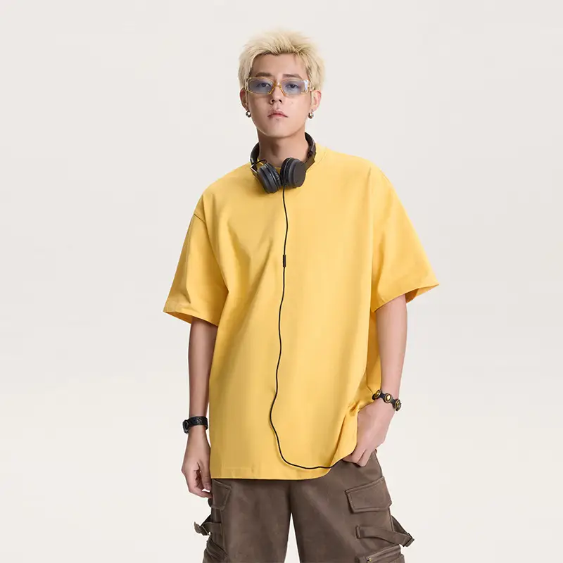 Men Green Cotton T-Shirt Short Sleeve Loose Fit - Image 16