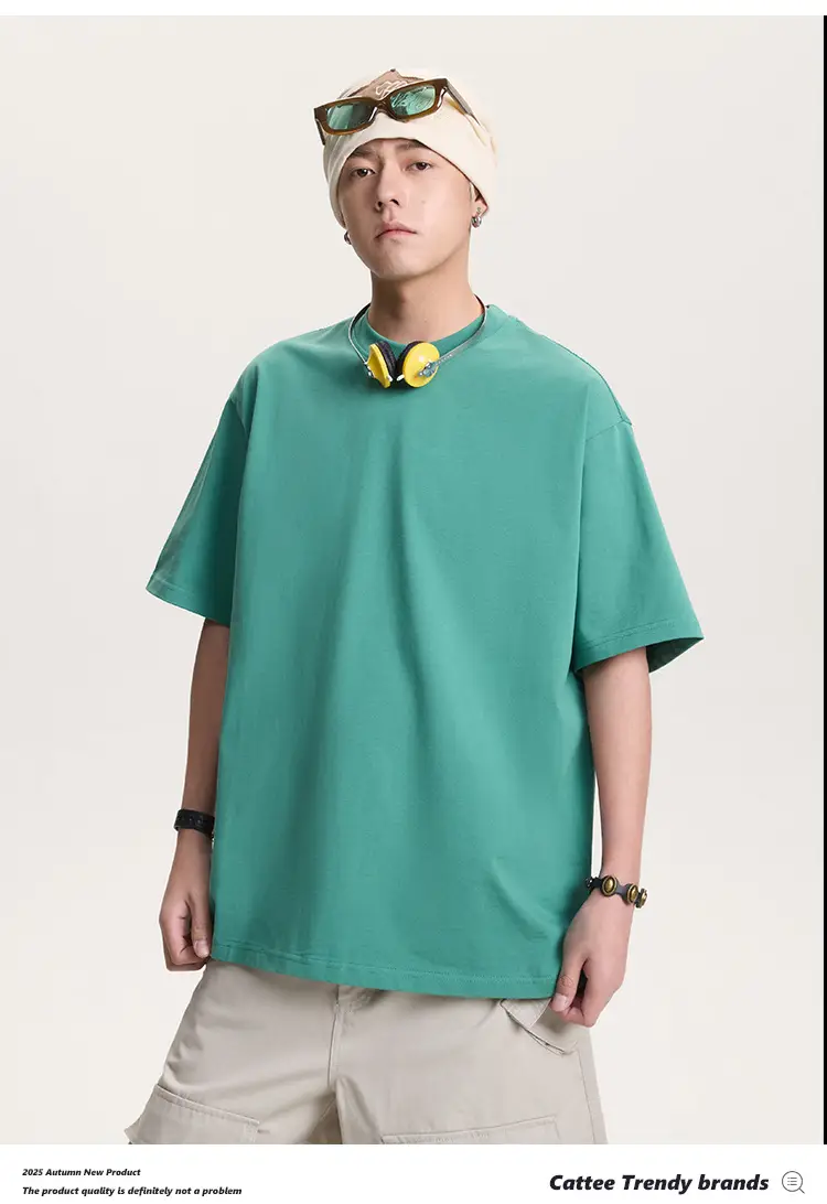 Men Green Cotton T-Shirt Short Sleeve Loose Fit — feature 20