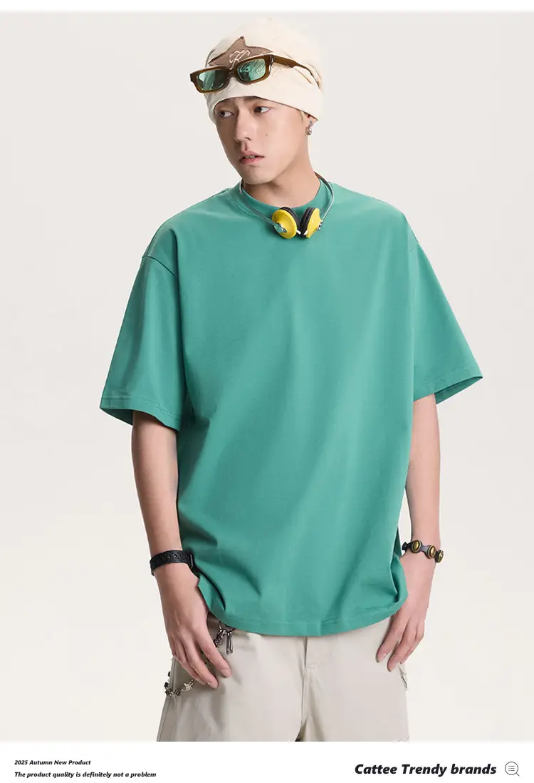 Men Green Cotton T-Shirt Short Sleeve Loose Fit — feature 21