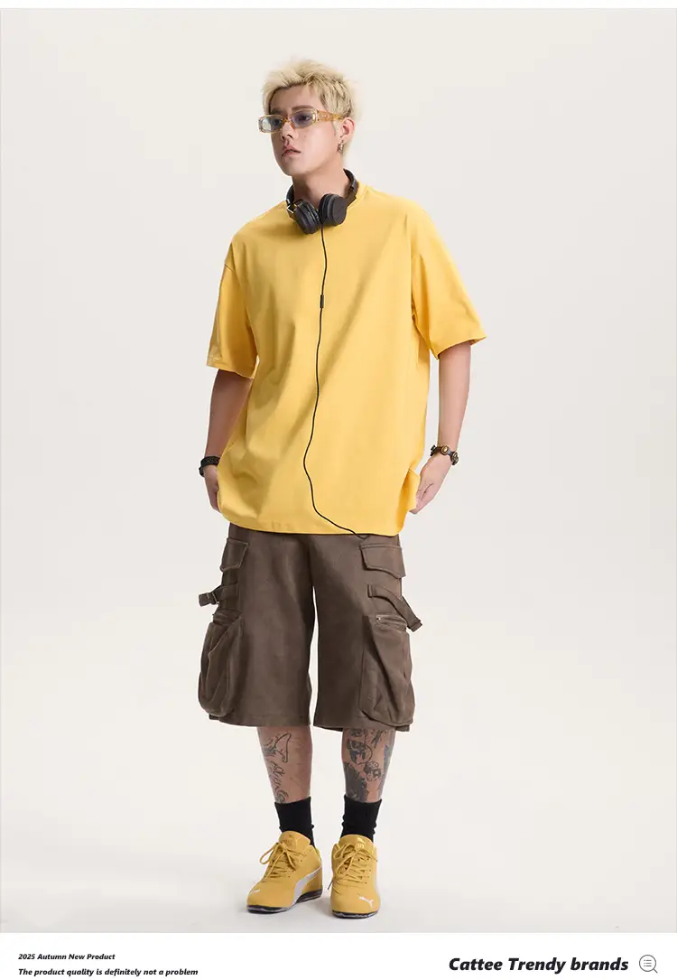 Men Green Cotton T-Shirt Short Sleeve Loose Fit — feature 8