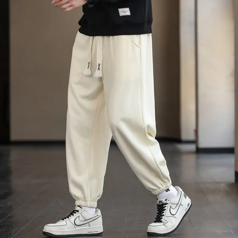 Men's Brown Cotton Leg-Tie Pants with White Sneakers - Image 12
