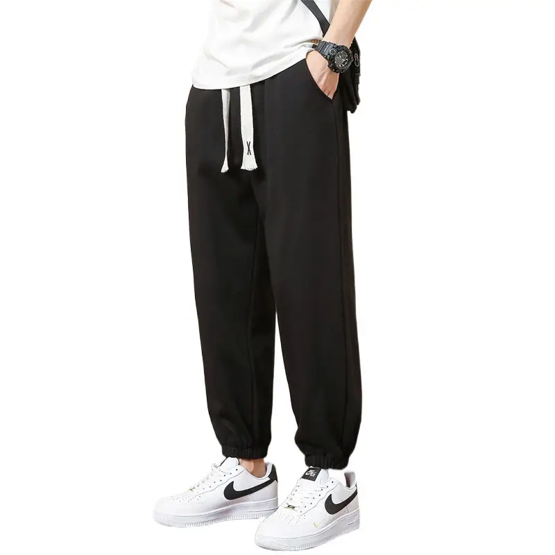 Men's Brown Cotton Leg-Tie Pants with White Sneakers - Image 13