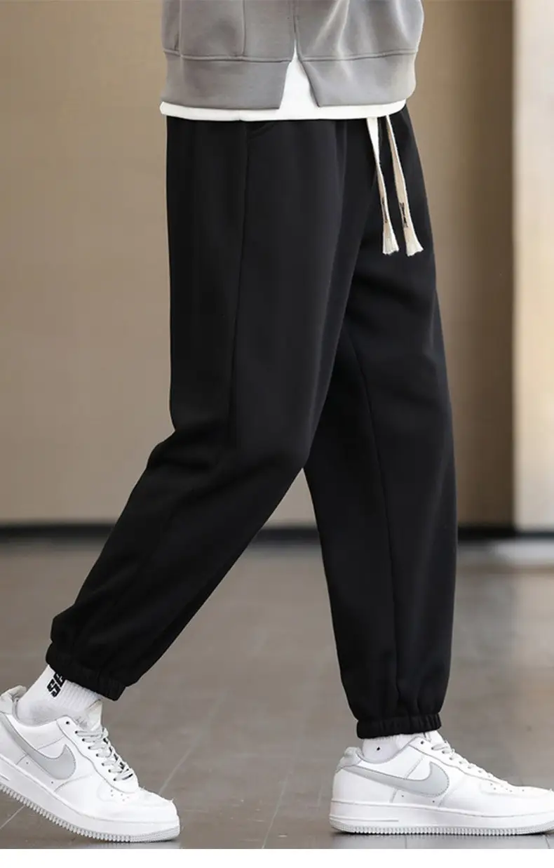 Men's Brown Cotton Leg-Tie Pants with White Sneakers — feature 12