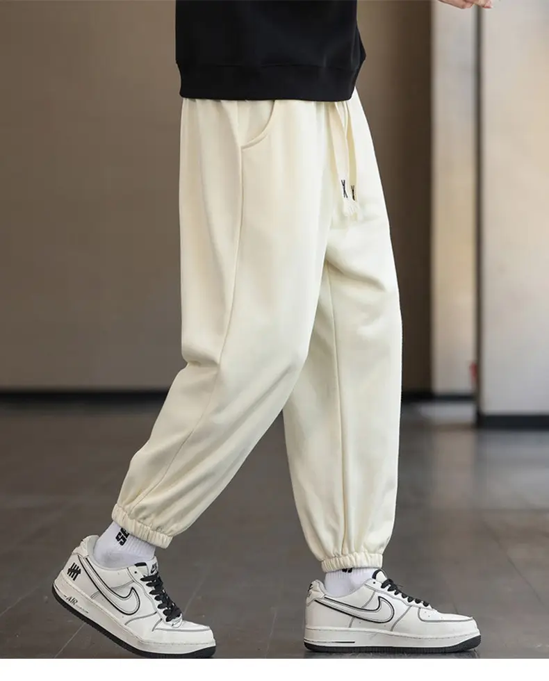 Men's Brown Cotton Leg-Tie Pants with White Sneakers — feature 24