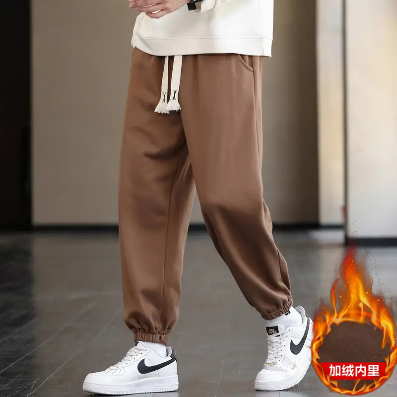 Men's Brown Cotton Leg-Tie Pants with White Sneakers - Image 7