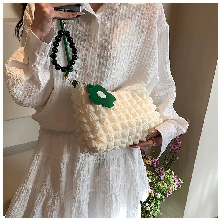 Pleated Shoulder Messenger Bag Cream Pink 2024 — feature 10