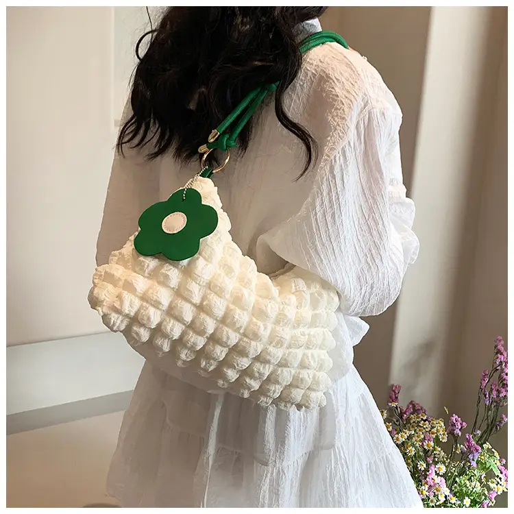 Pleated Shoulder Messenger Bag Cream Pink 2024 — feature 9