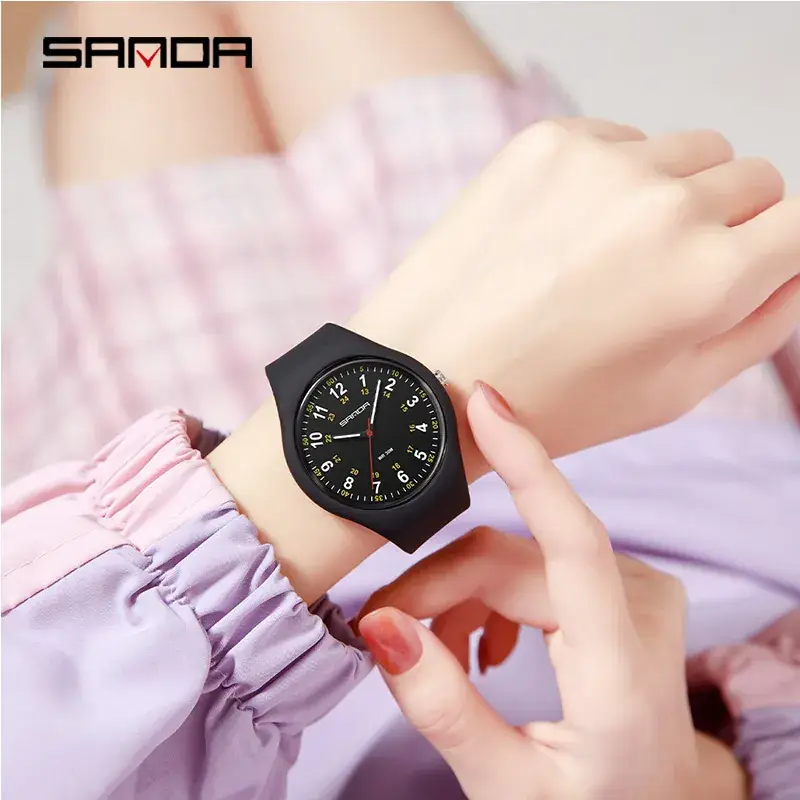 Sanda Red Quartz Watch for Boys Girls Waterproof - Image 11