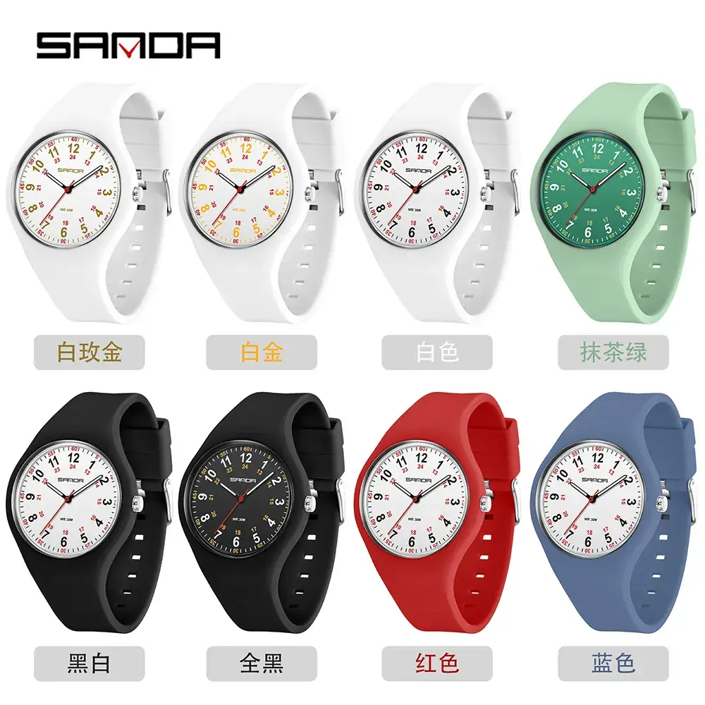 Sanda Red Quartz Watch for Boys Girls Waterproof - Image 12