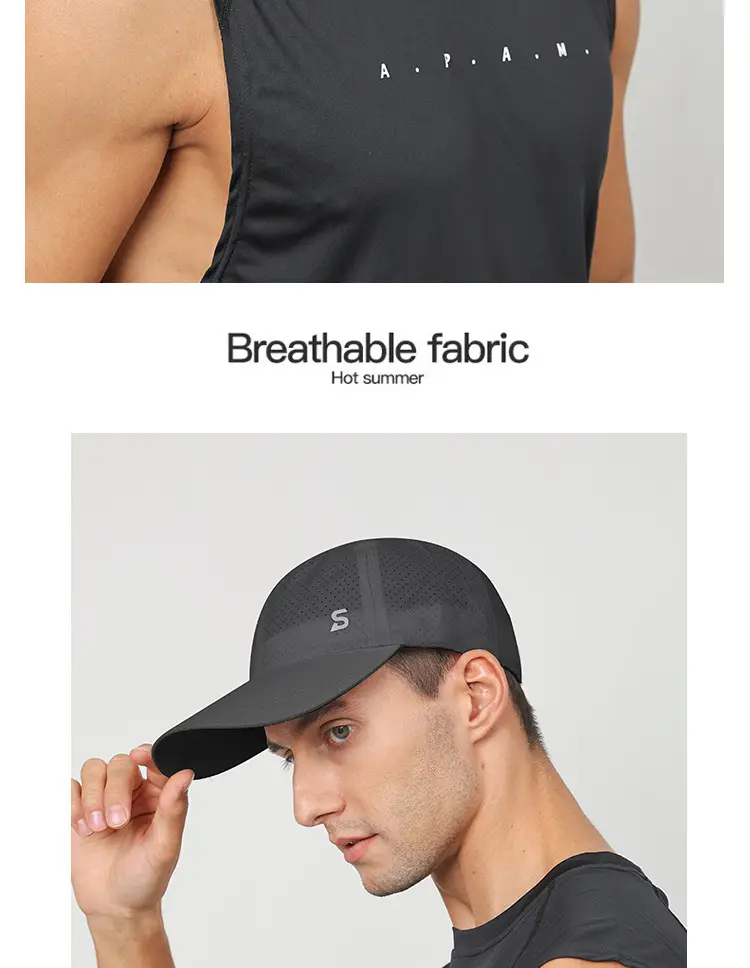 Men's Grey Perforated Baseball Cap with Deep Bristle — feature 13