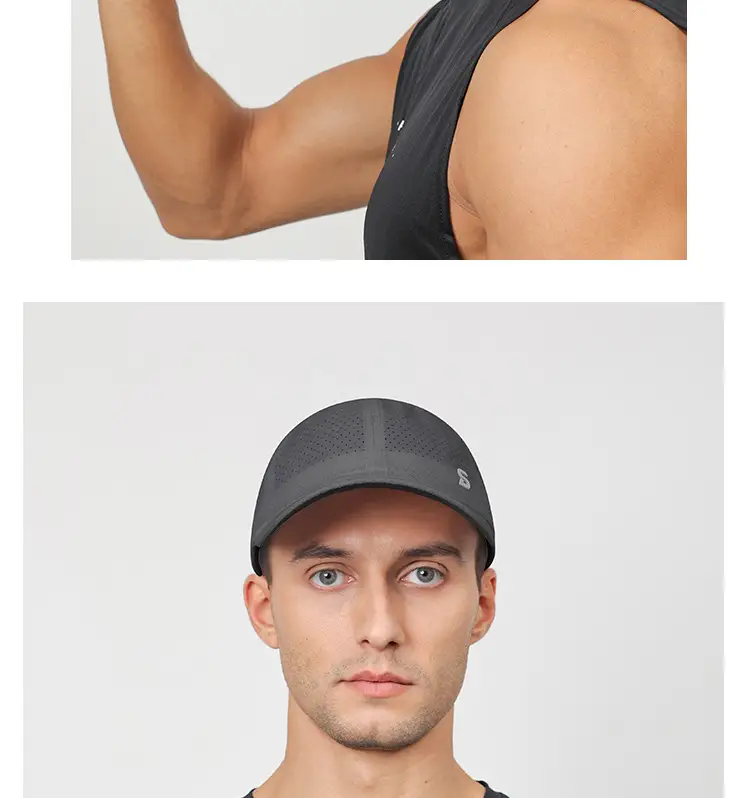 Men's Grey Perforated Baseball Cap with Deep Bristle — feature 14