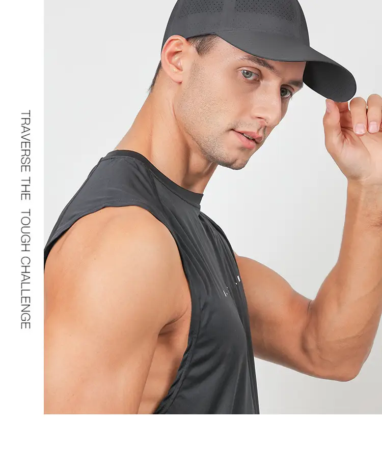 Men's Grey Perforated Baseball Cap with Deep Bristle — feature 17