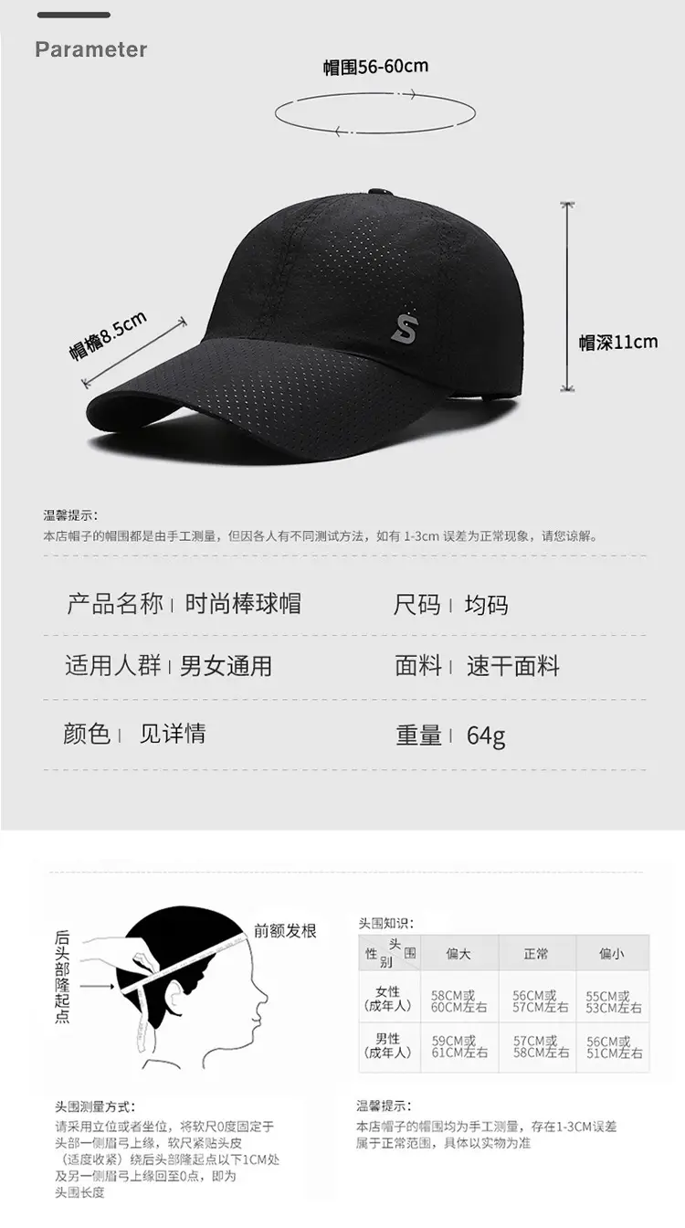 Men's Grey Perforated Baseball Cap with Deep Bristle — feature 3